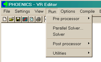 VR Editor: Run menu